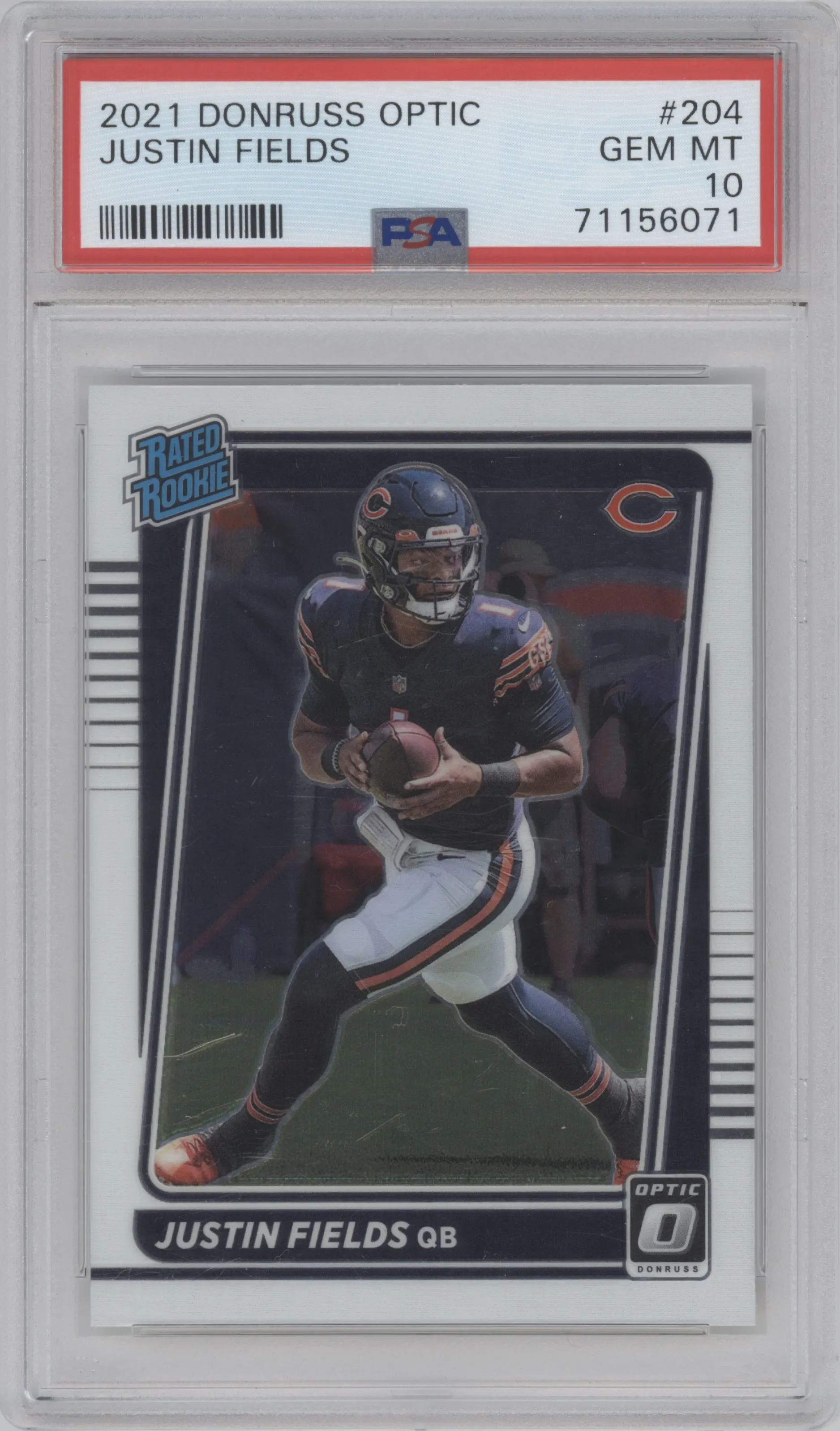 2021 Panini Donruss Optic Rated Rookie Justin Fields #204 PSA 10