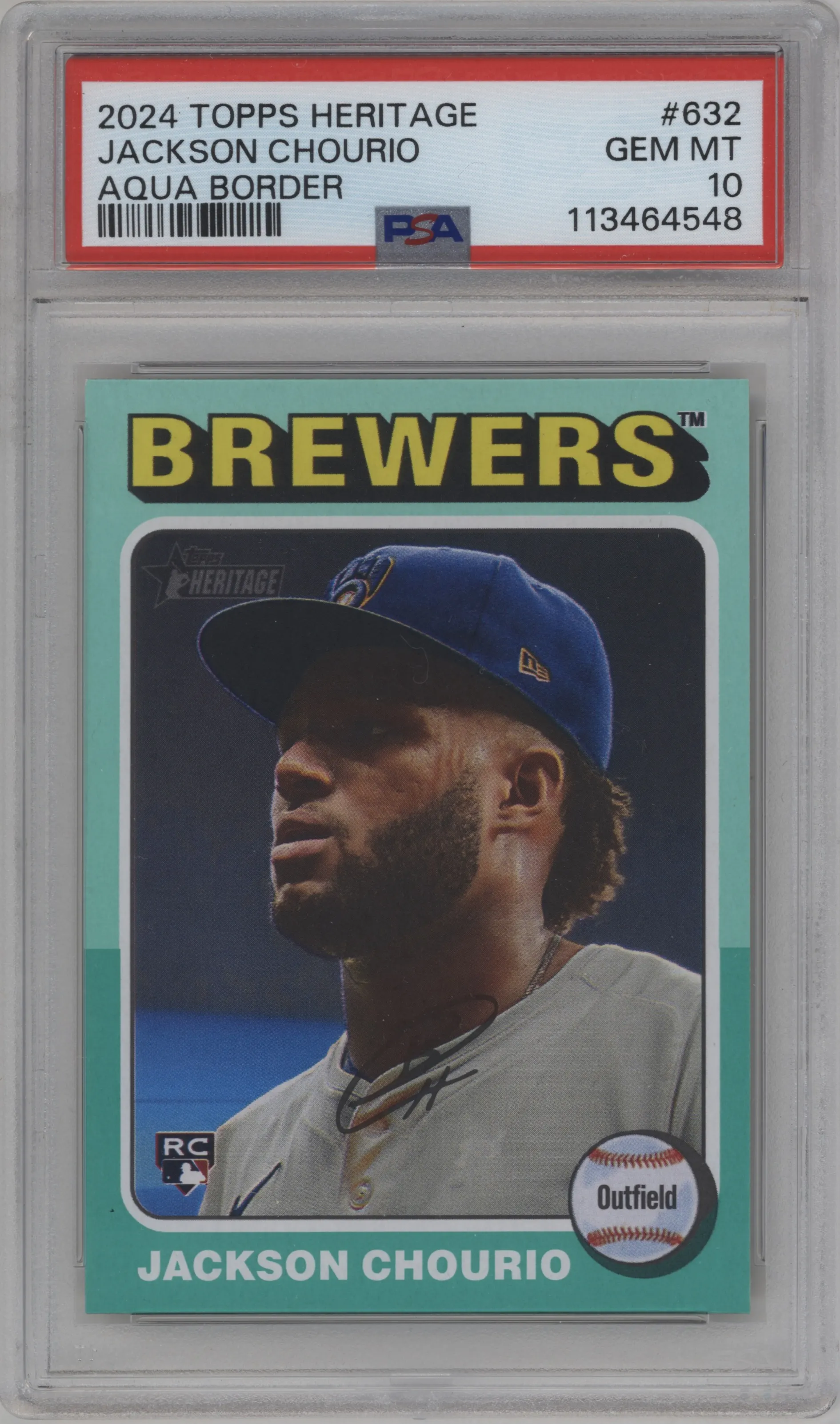 2024 Topps Heritage High Number Jackson Chourio Aqua Border PSA 10