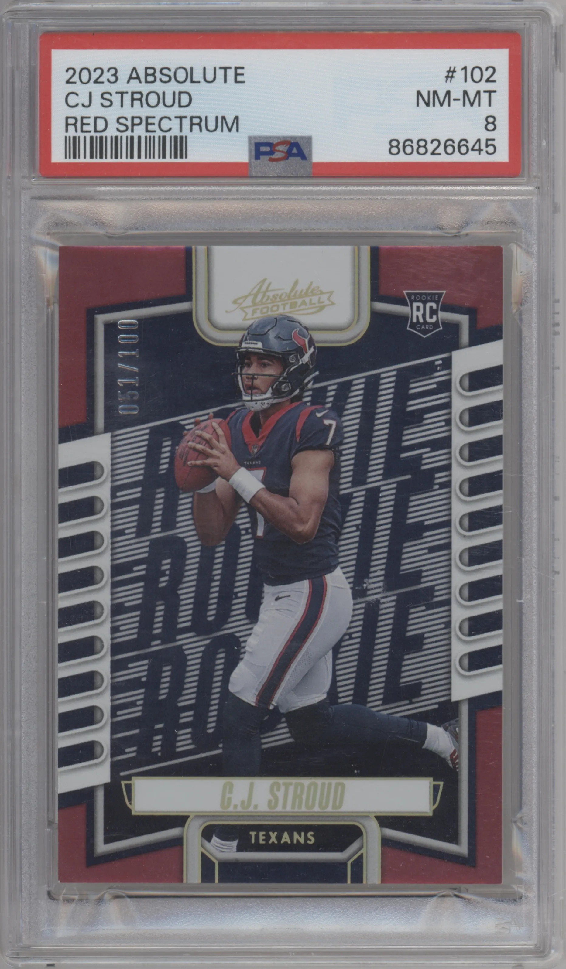 2023 Panini Absolute C.J. Stroud Red Spectrum #102 PSA 8
