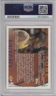 Kobe Bryant  from the 1996-97 Topps set graded by PSA and given an overall grade of 9.