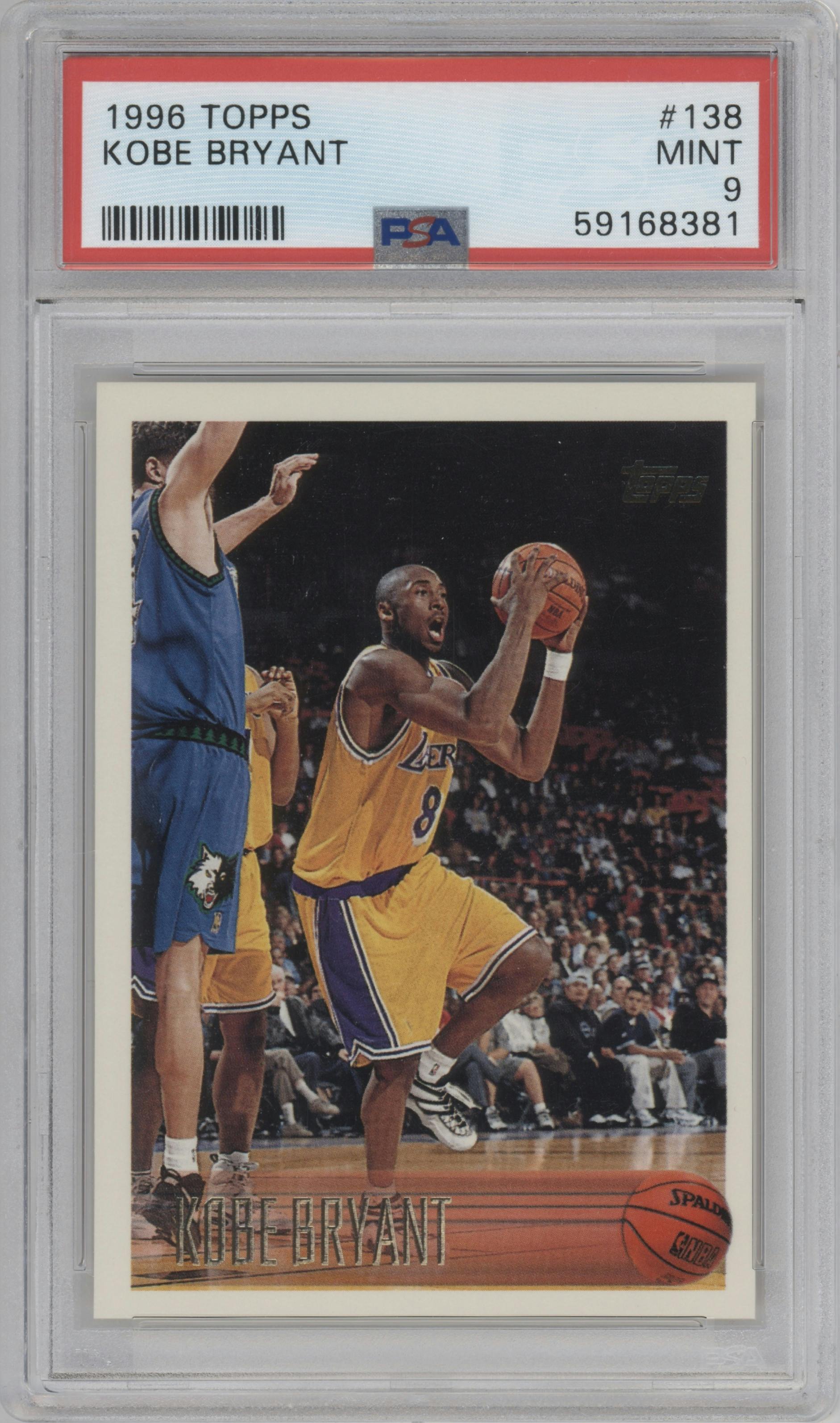 Kobe Bryant  from the 1996-97 Topps set graded by PSA and given an overall grade of 9.