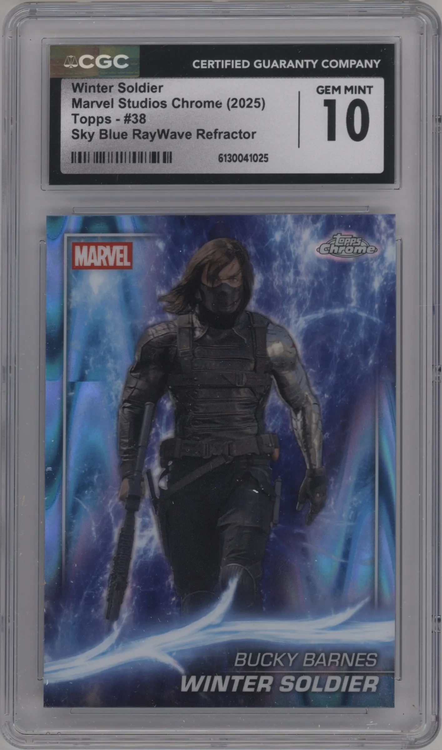 2025 Topps Chrome Marvel Studios Winter Soldier Sky Blue RayWave Refractor #38 CGC 10