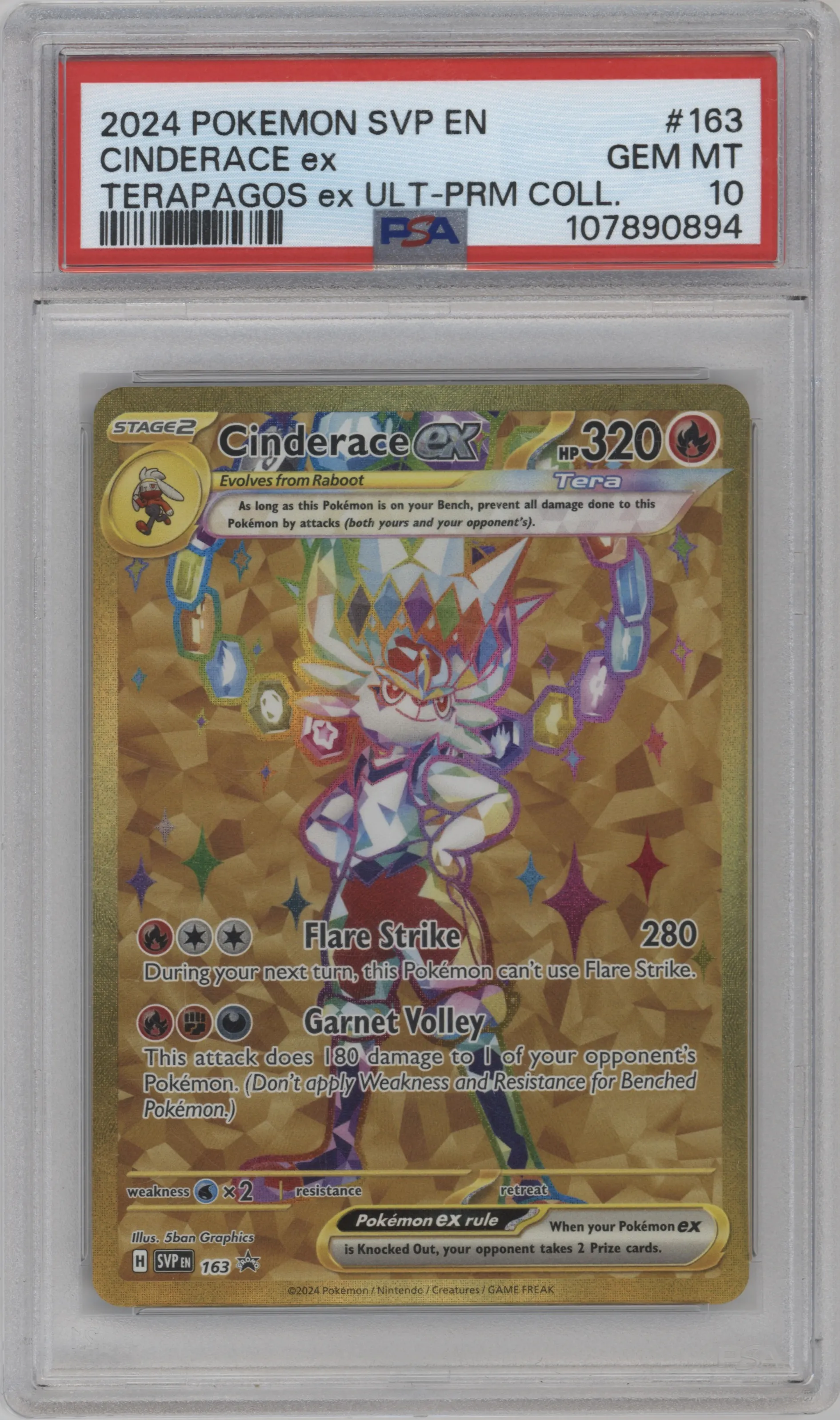 2024 Pokemon SV Cinderace ex Terapagos ex Ultra-Premium Collection #163 PSA 10