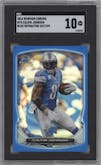 Calvin Johnson from the 2014 Bowman Chrome set featuring a Blue Refractor parallel graded by SGC and given an overall grade of 10.