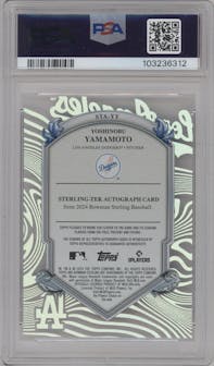 Yoshinobu Yamamoto from the 2024 Bowman Sterling set graded by PSA and given an overall grade of 10.