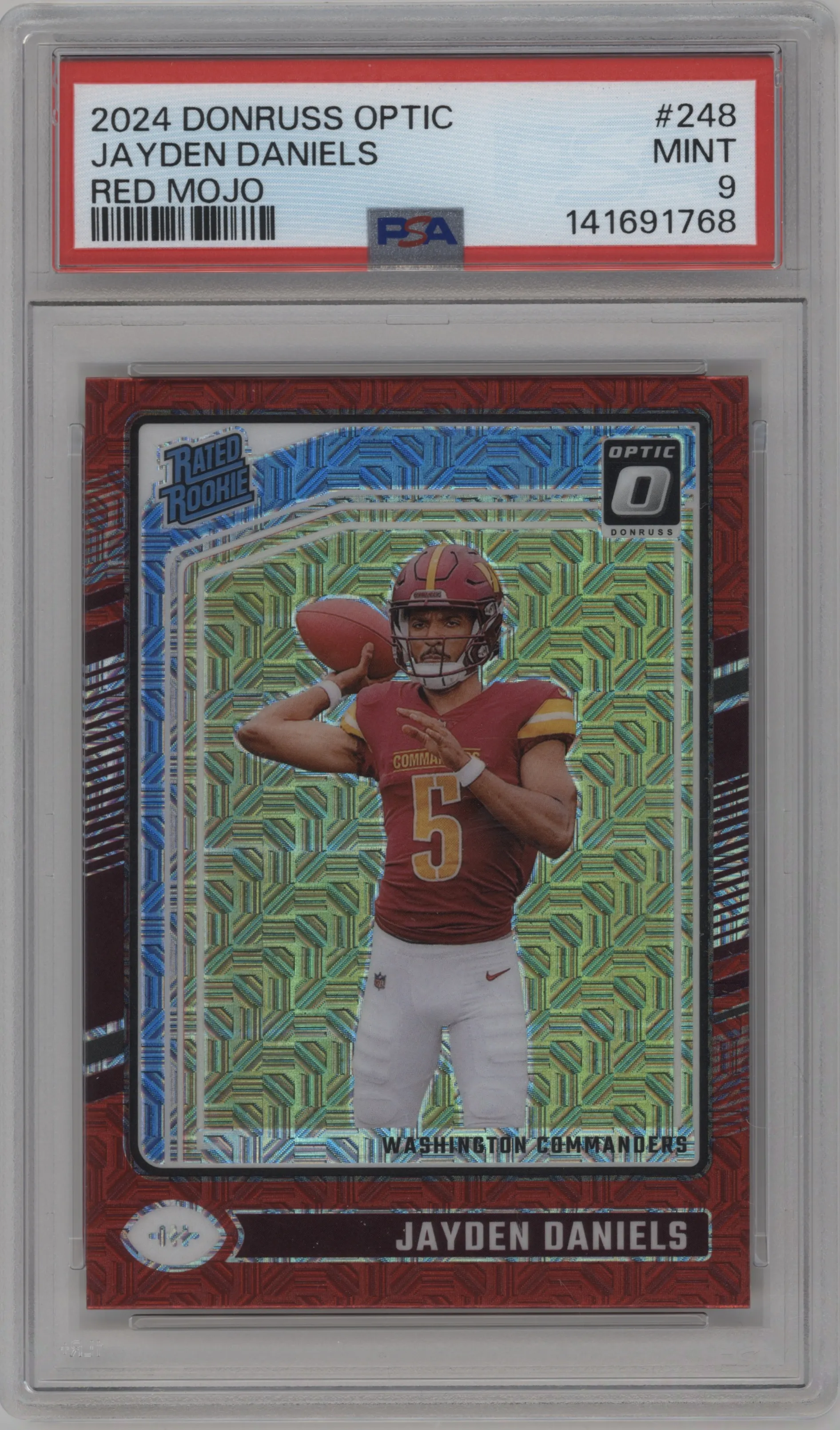 2024 Donruss Optic Rated Rookie Jayden Daniels Red Mojo #248 PSA 9