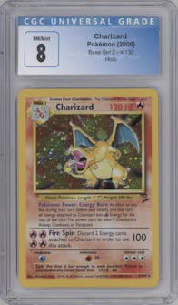 Charizard from the 2000 Pokemon set graded by CSG and given an overall grade of 8.