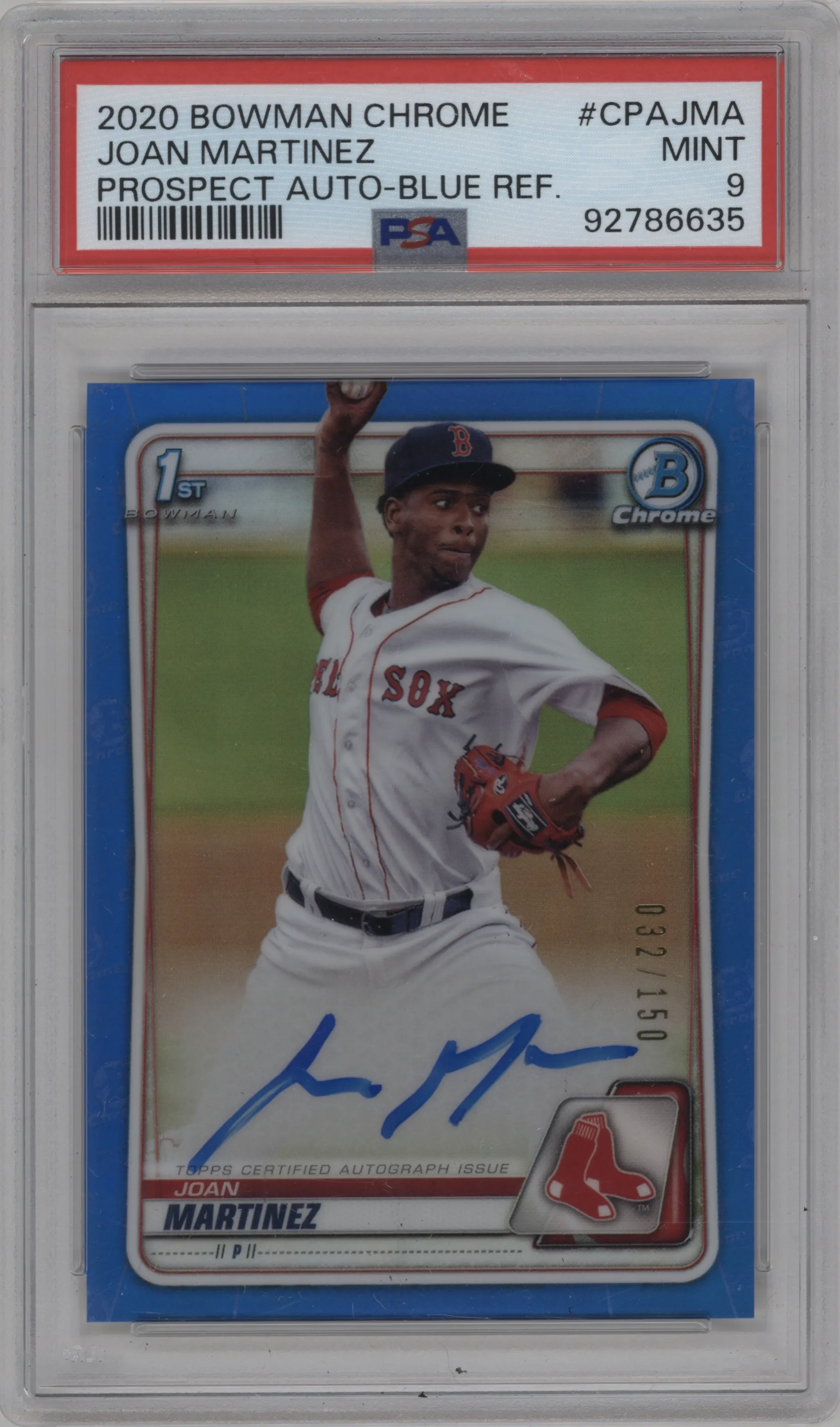 2020 Bowman Chrome Pros.Auto Joan Martinez Blue Refractor #CPA-JMA PSA 9