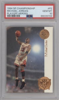 Michael Jordan from the 1994-95 Upper Deck SP Championship set graded by PSA and given an overall grade of 10.