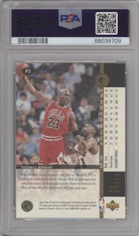 Michael Jordan from the 1994-95 Upper Deck SP Championship set graded by PSA and given an overall grade of 10.