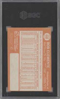 Bob Clemente from the 1964 Topps set graded by SGC and given an overall grade of 5.