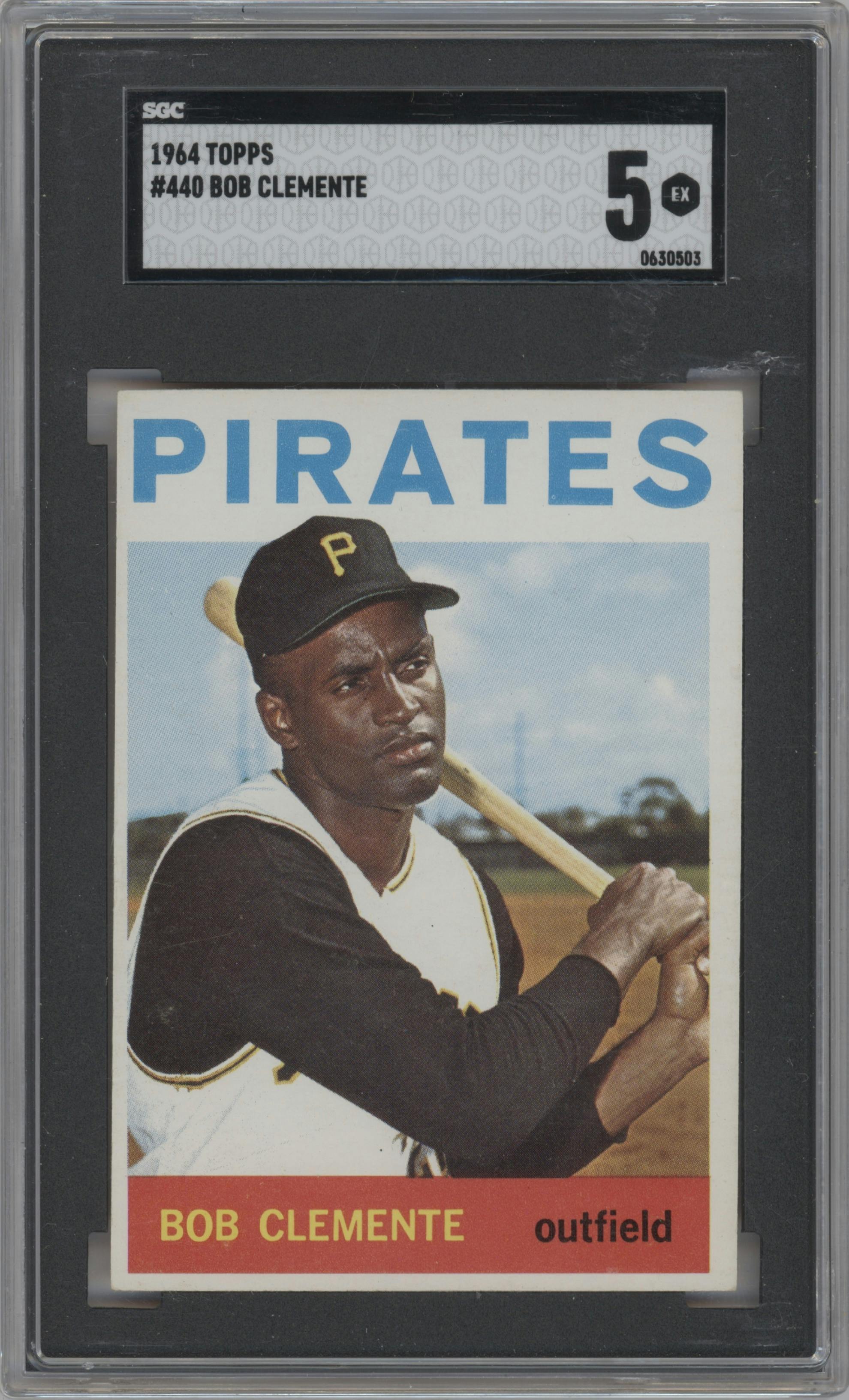Bob Clemente from the 1964 Topps set graded by SGC and given an overall grade of 5.