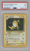 Raichu from the 1999 Pokemon set graded by PSA and given an overall grade of 7.