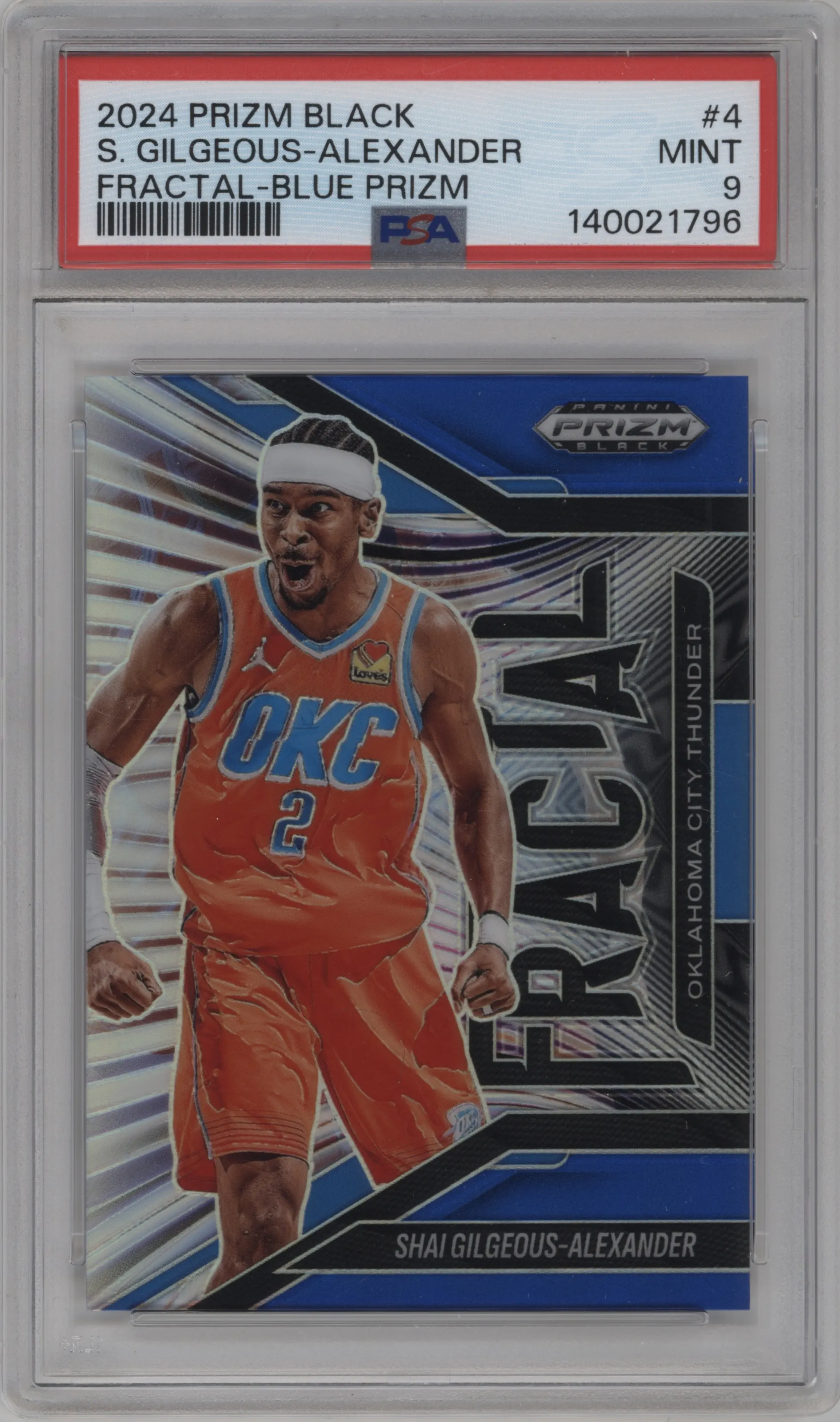 2024 Panini Prizm Black Fractal Shai Gilgeous-Alexander Blue Prizm #4 PSA 9