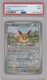 Eevee from the 2025 Pokemon SV set featuring a Pokemon Day 2025 parallel graded by PSA and given an overall grade of 9.