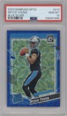 Bryce Young from the 2023 Donruss Optic set featuring a Blue Scope parallel graded by PSA and given an overall grade of 10.