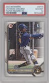 Jackson Chourio from the 2022 Bowman set graded by PSA and given an overall grade of 10.