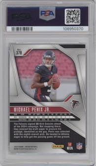 Michael Penix Jr. from the 2024 Panini Prizm set graded by PSA and given an overall grade of 9.