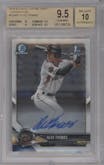 Alek Thomas from the 2018 Bowman Draft set graded by Beckett and given an overall grade of 9.5.