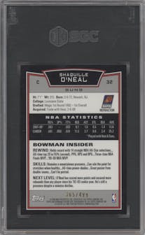 Shaquille O'Neal	 from the 2008-09 Bowman set featuring a Refractor parallel graded by SGC and given an overall grade of 9.5.