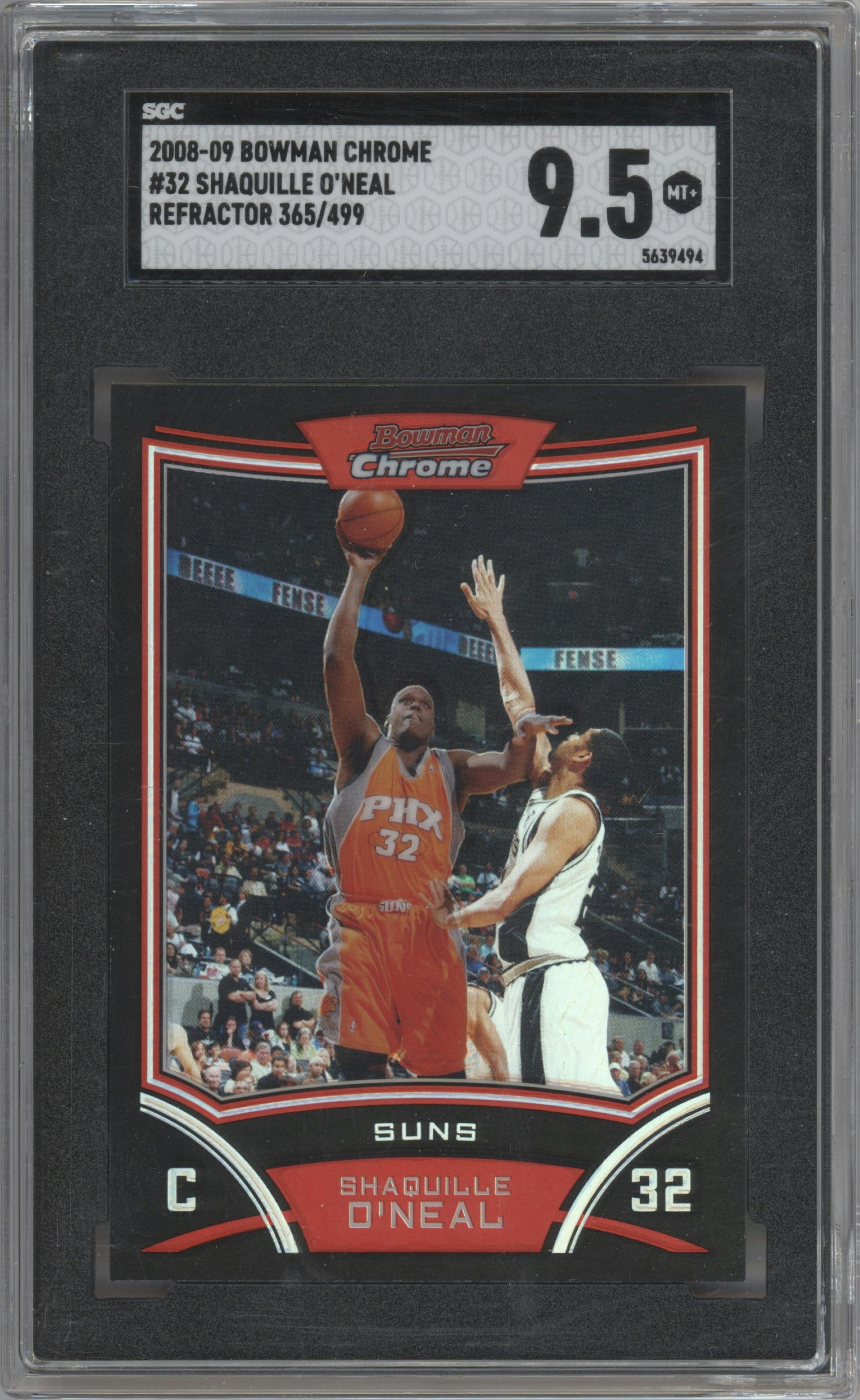 Shaquille O'Neal	 from the 2008-09 Bowman set featuring a Refractor parallel graded by SGC and given an overall grade of 9.5.