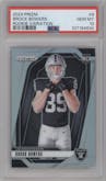 Brock Bowers from the 2024 Panini Prizm set graded by PSA and given an overall grade of 10.