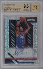 Shai Gilgeous-Alexander from the 2018-19 Panini Prizm set featuring a Mojo Prizm parallel graded by Beckett and given an overall grade of 9.5.
