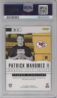 Patrick Mahomes II from the 2017 Panini Father's Day set graded by PSA and given an overall grade of 10.