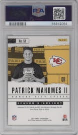 Patrick Mahomes II from the 2017 Panini Father's Day set graded by PSA and given an overall grade of 10.
