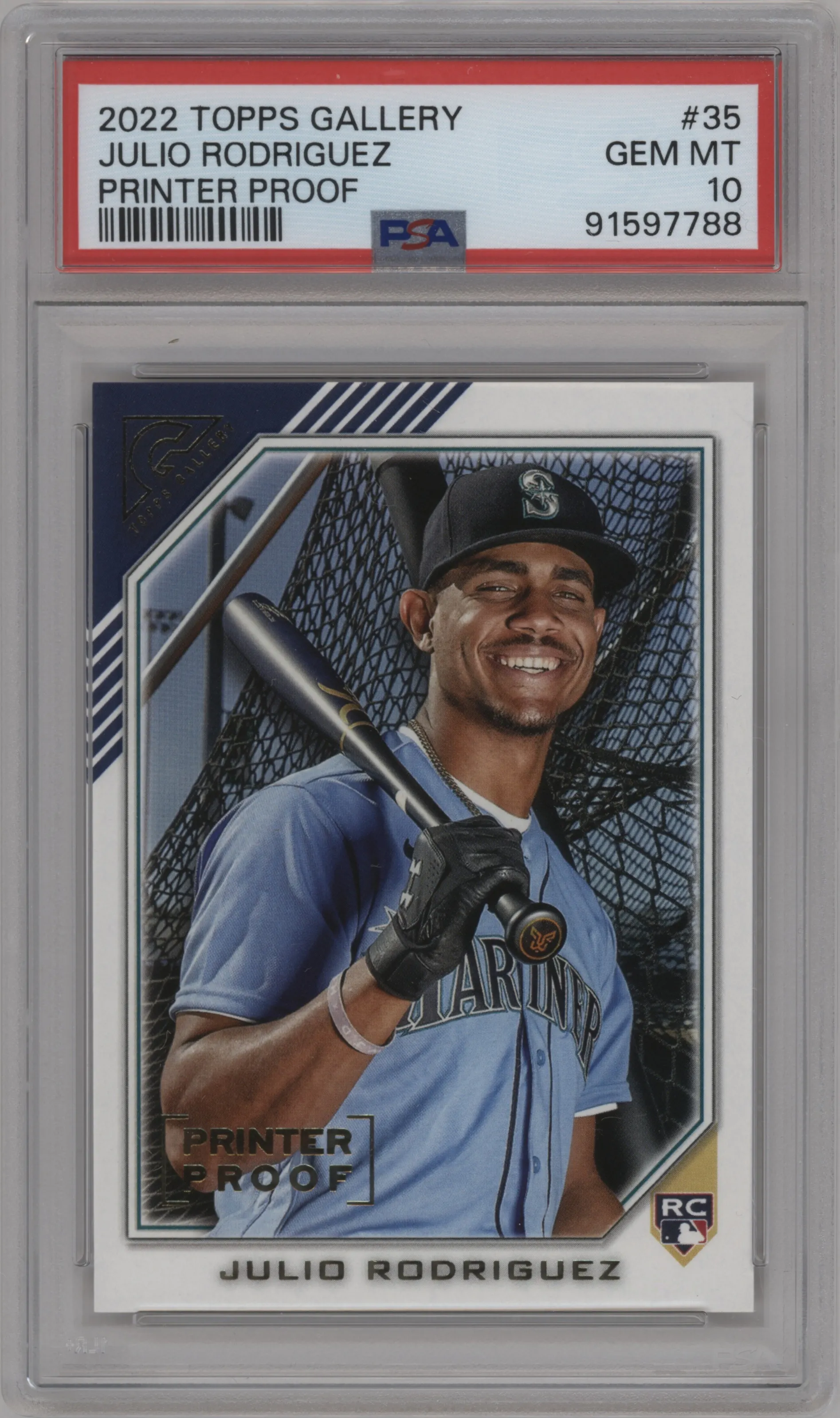2022 Topps Gallery Julio Rodriguez Printer Proof #35 PSA 10
