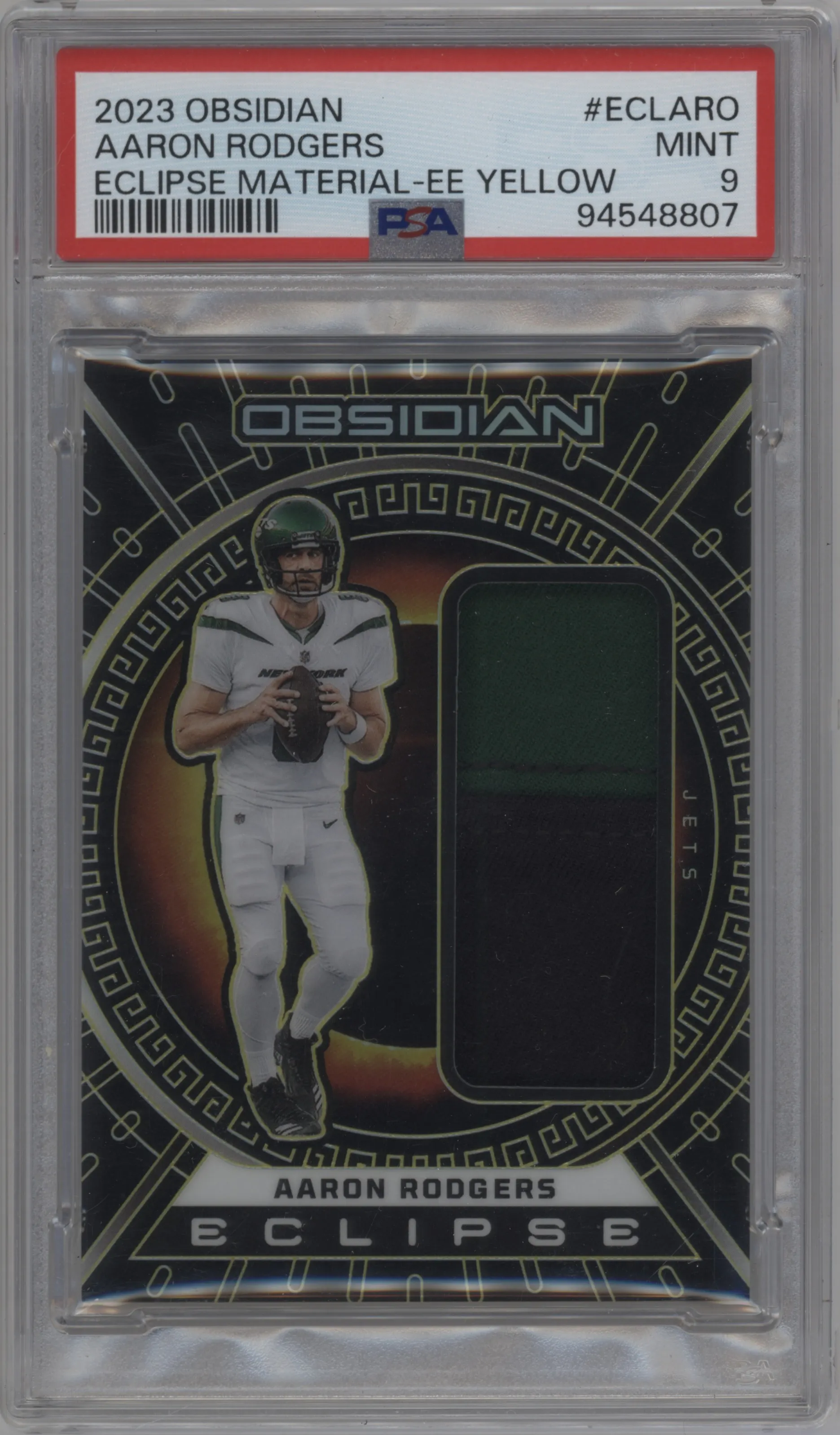 2023 Panini Obsidian Eclipse Mat. Aaron Rodgers Electric Etch Yellow #ECL-ARO PSA 9