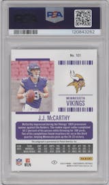 J.J. McCarthy from the 2024 Panini Contenders set graded by PSA and given an overall grade of 10.