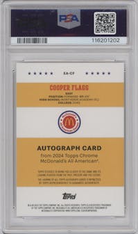 Cooper Flagg from the 2024 Topps Chrome McDonald's All-American set graded by PSA and given an overall grade of 9.