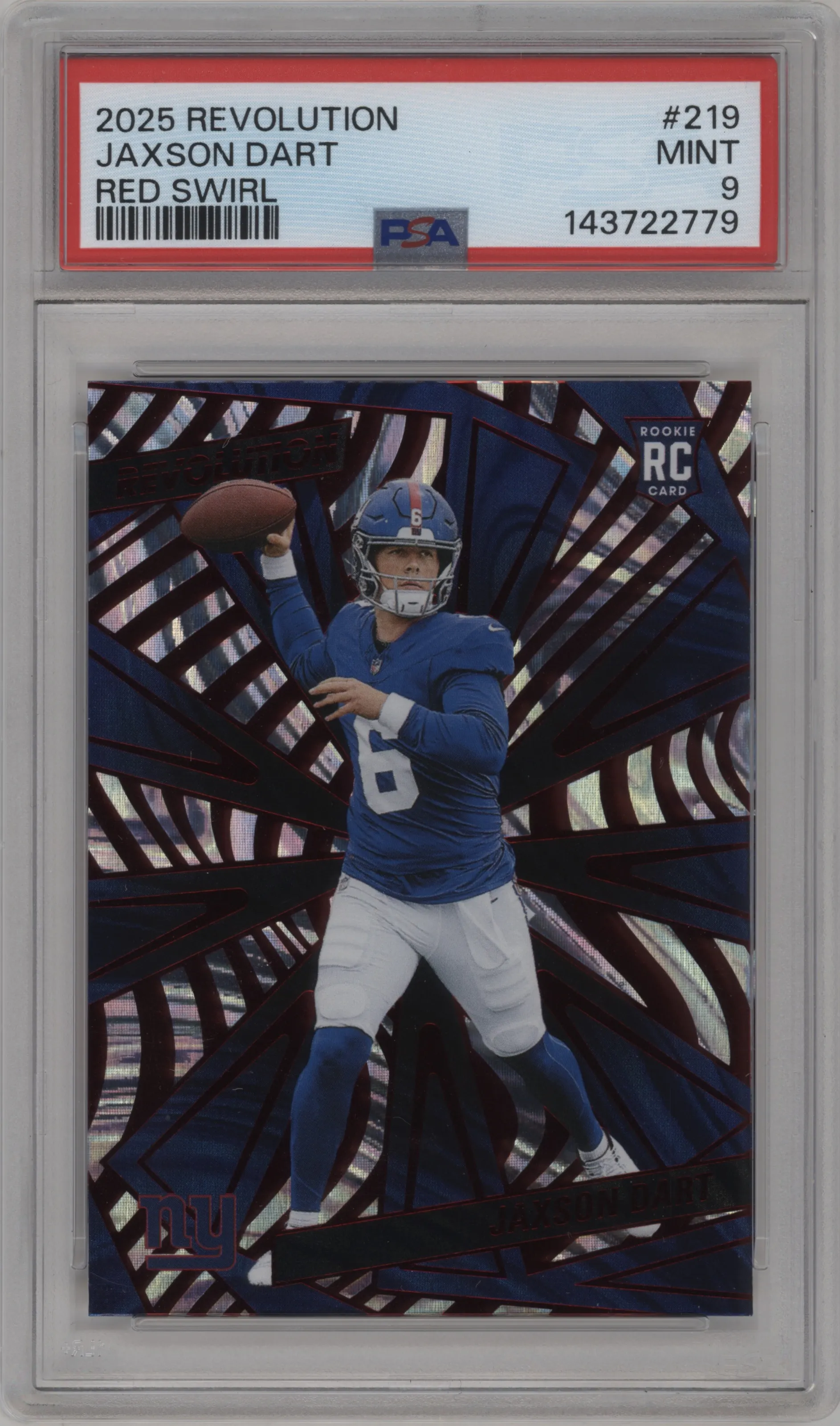 2025 Panini Revolution Jaxson Dart Red Swirl PSA 9