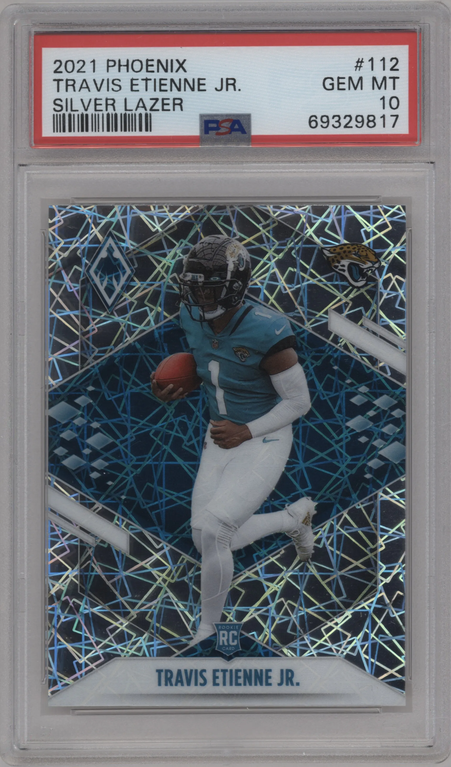 2021 Panini Phoenix Travis Etienne Jr. Silver Lazer PSA 10