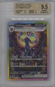 Umbreon ex from the 2025 Pokemon SV set graded by Beckett and given an overall grade of 9.5.
