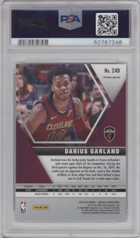 Darius Garland from the 2019-20 Panini Mosaic  set featuring a Reactive Blue parallel graded by PSA and given an overall grade of 10.