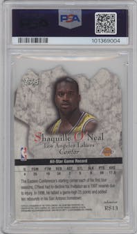 Shaquille O'Neal from the 1997-98 Topps  set featuring a Refractor parallel graded by PSA and given an overall grade of 8.