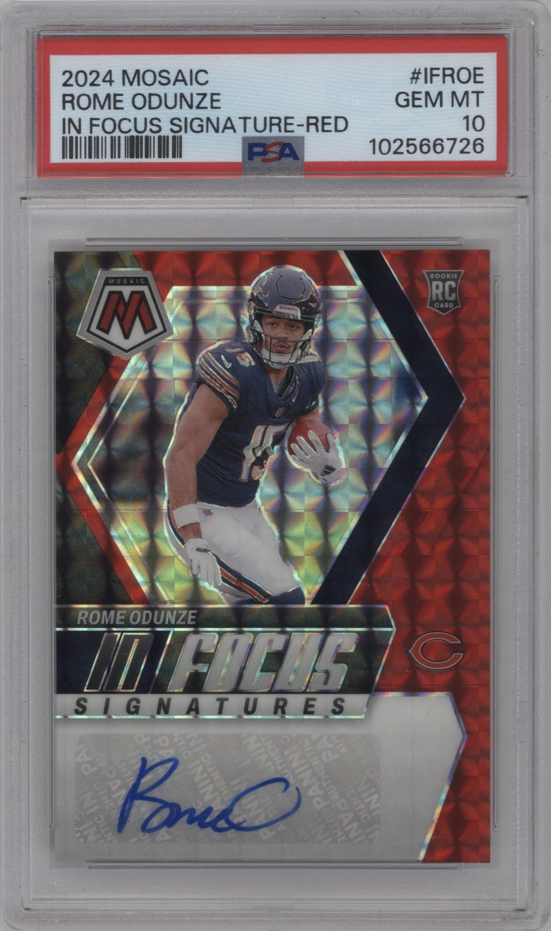 2024 Panini Mosaic In Focus Sig. Rome Odunze Red #IF-ROE PSA 10