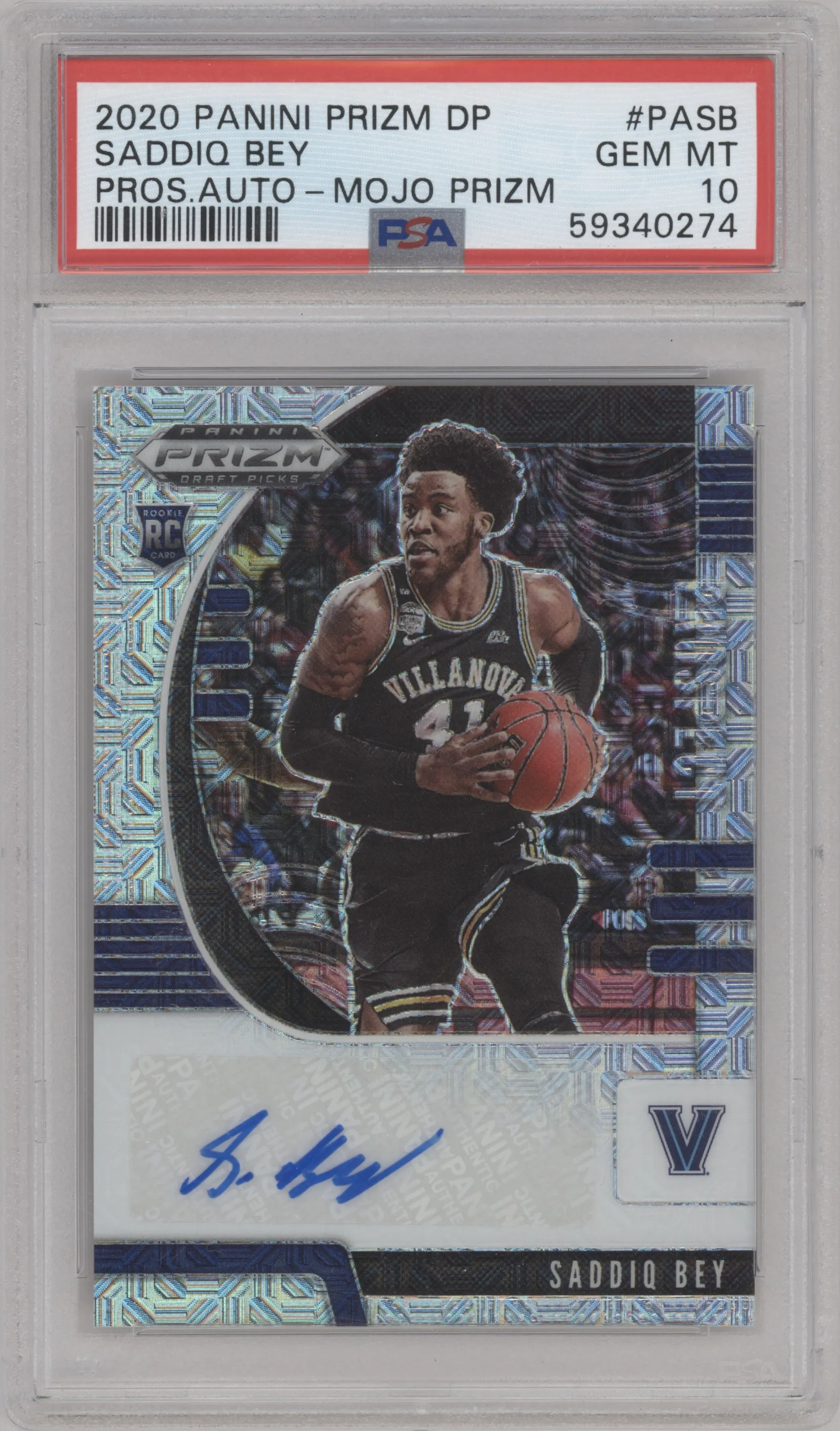 2020 Panini Prizm Draft Picks Pros.Auto Saddiq Bey Mojo Prizm #PA-SB PSA 10