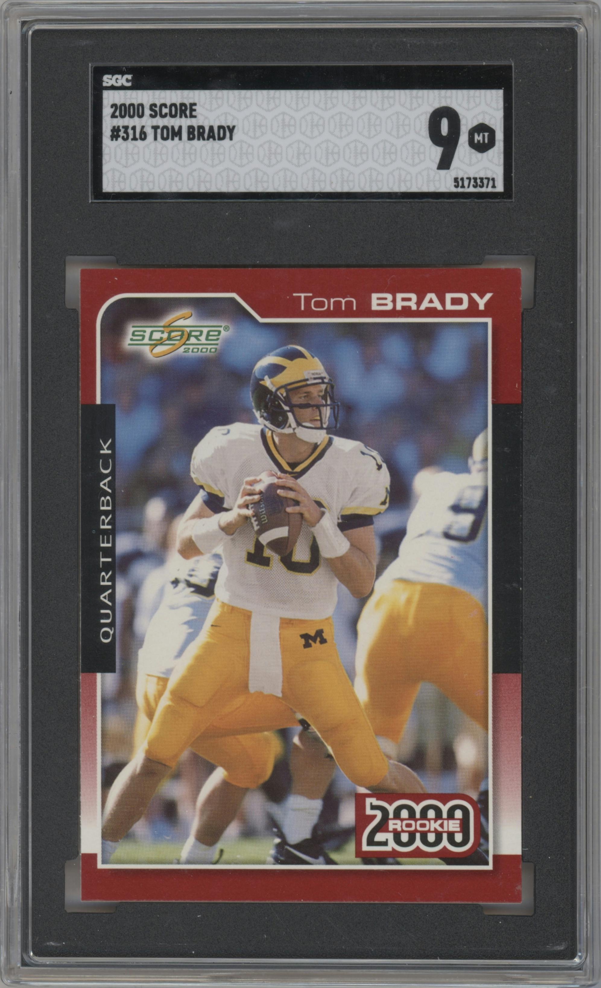 Tom Brady from the 2000 Score  set graded by SGC and given an overall grade of 9.