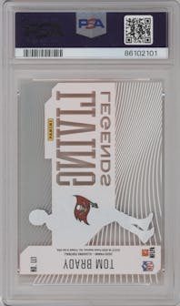 Tom Brady from the 2020 Panini Illusions set featuring a Orange parallel graded by PSA and given an overall grade of 10.