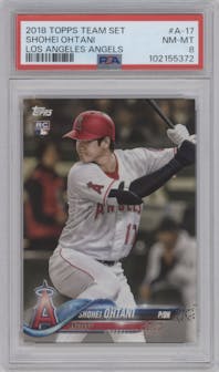 Shohei Ohtani from the 2018 Topps Team Set set graded by PSA and given an overall grade of 8.