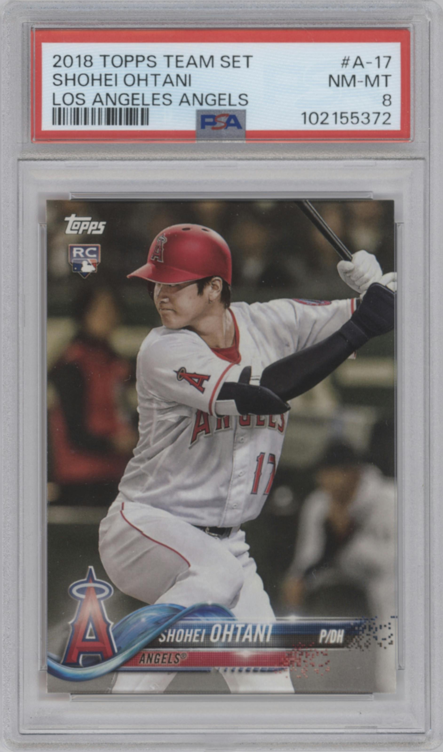 Shohei Ohtani from the 2018 Topps Team Set set graded by PSA and given an overall grade of 8.
