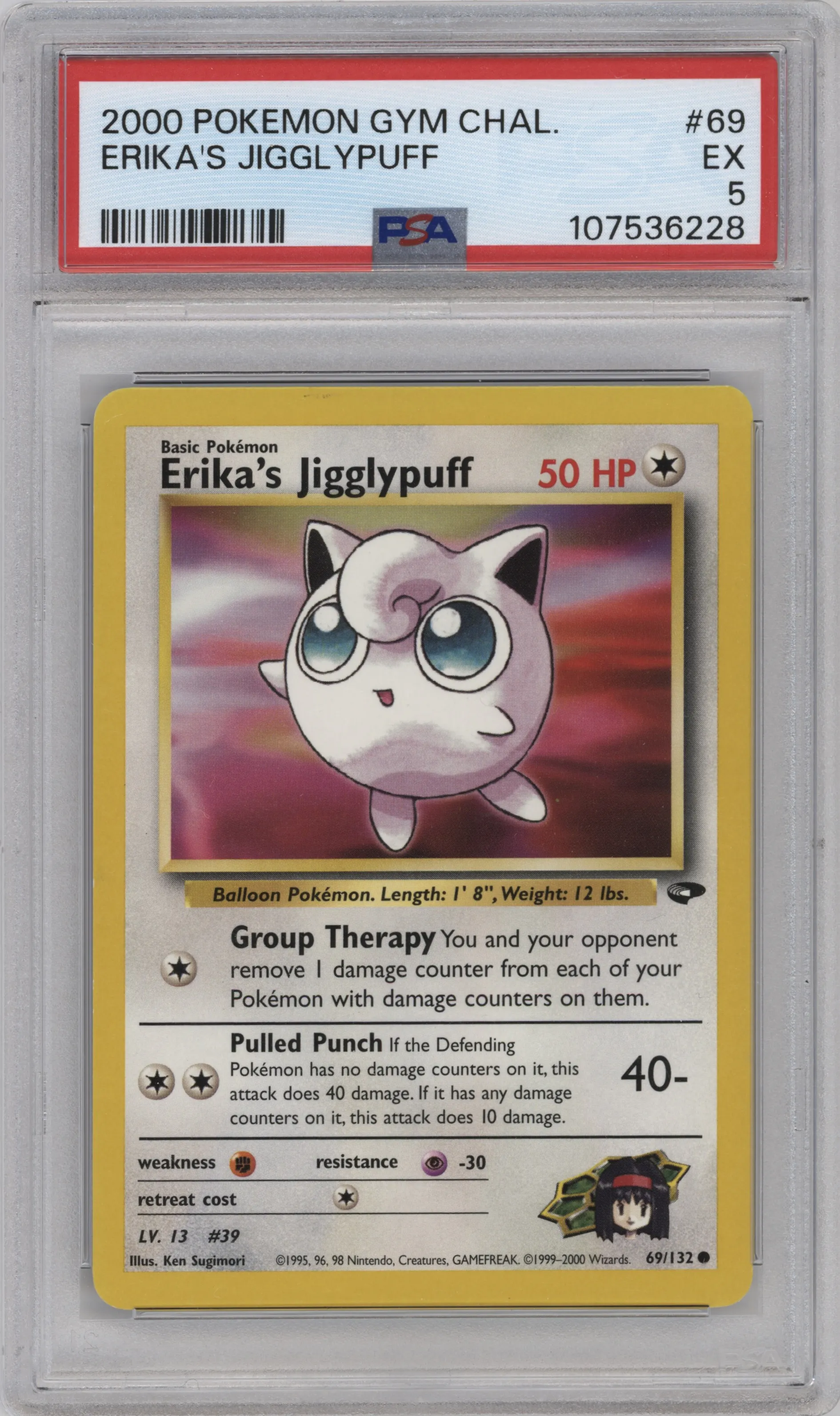 2000 Pokemon GH Gym Challenge Erika's Jigglypuff #69 PSA 5
