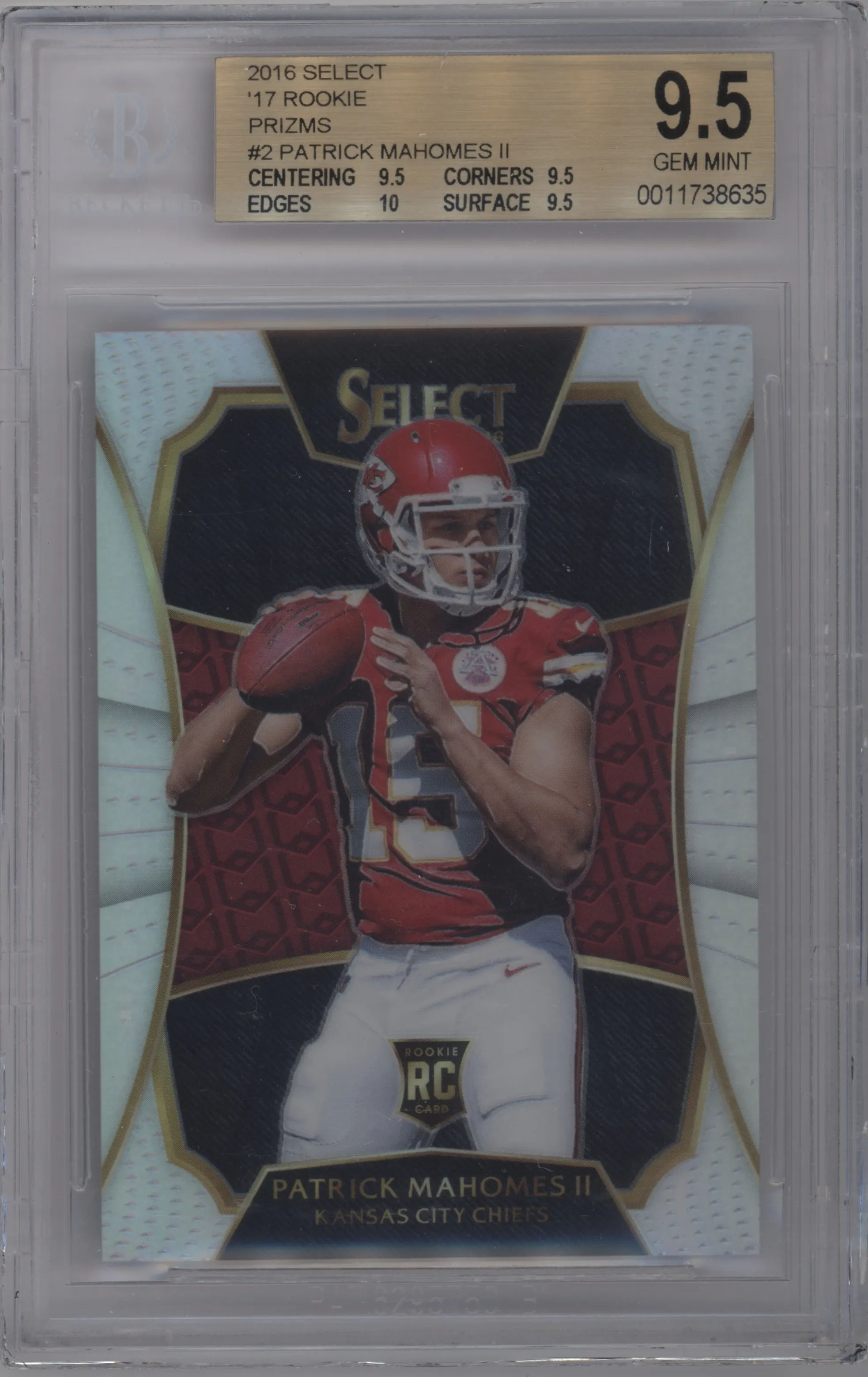 2016 Panini Select '17 XRC Prizm Exchange Patrick Mahomes II #2 BGS 9.5