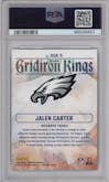 Jalen Carter from the 2023 Panini Donruss set featuring a Studio Series parallel graded by PSA and given an overall grade of 9.