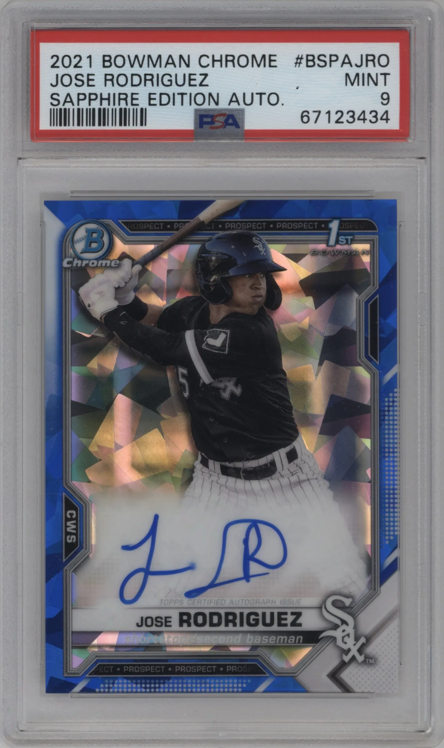 2021 Bowman Sapphire Edition Chr.Pros.Auto Jose Rodriguez #BSPA-JRO PSA 9