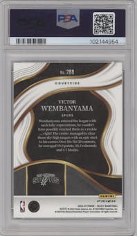 Victor Wembanyama from the 2023-24 Panini Select  set featuring a Elephant parallel graded by PSA and given an overall grade of 10.