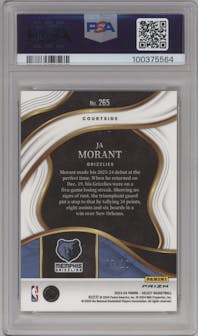 Ja Morant from the 2023-24 Panini Select  set featuring a Gold  Cracked Ice parallel graded by PSA and given an overall grade of 10.